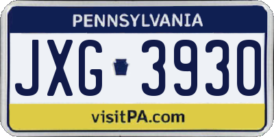 PA license plate JXG3930