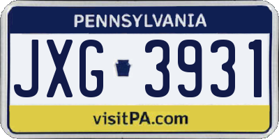 PA license plate JXG3931