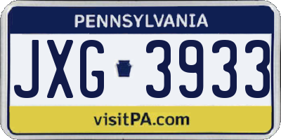 PA license plate JXG3933