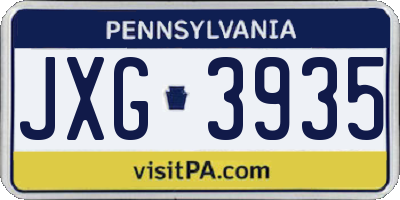 PA license plate JXG3935
