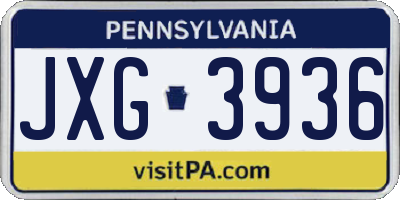 PA license plate JXG3936