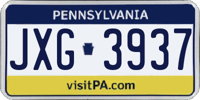 PA license plate JXG3937
