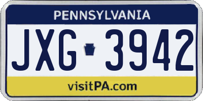 PA license plate JXG3942