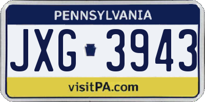 PA license plate JXG3943