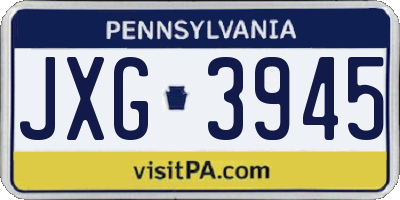 PA license plate JXG3945