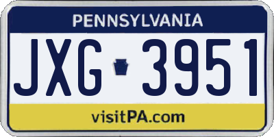 PA license plate JXG3951