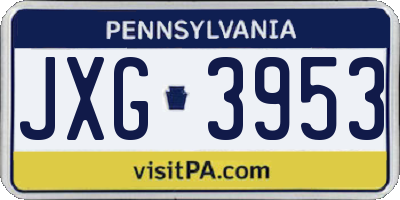 PA license plate JXG3953