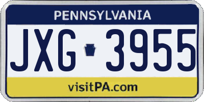PA license plate JXG3955