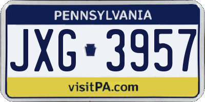 PA license plate JXG3957
