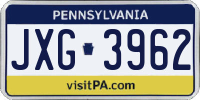 PA license plate JXG3962