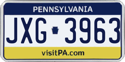 PA license plate JXG3963