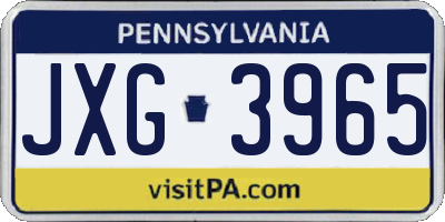 PA license plate JXG3965