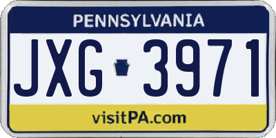 PA license plate JXG3971