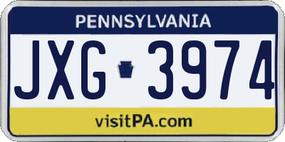 PA license plate JXG3974