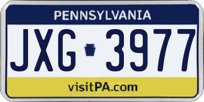 PA license plate JXG3977