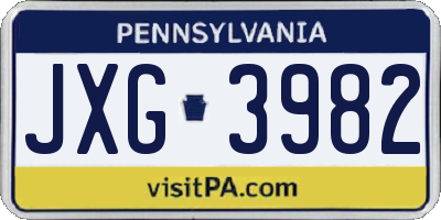 PA license plate JXG3982