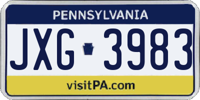 PA license plate JXG3983