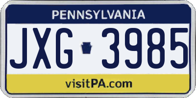 PA license plate JXG3985