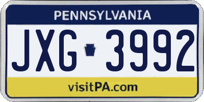 PA license plate JXG3992