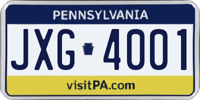 PA license plate JXG4001