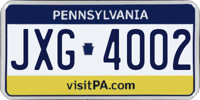 PA license plate JXG4002