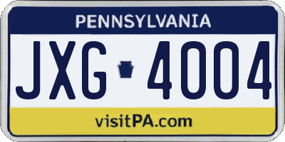 PA license plate JXG4004