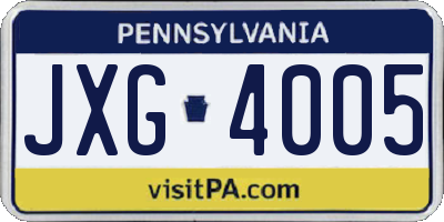 PA license plate JXG4005