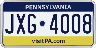 PA license plate JXG4008