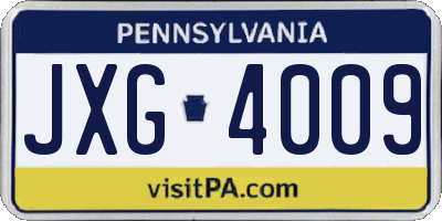 PA license plate JXG4009