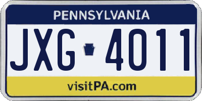 PA license plate JXG4011