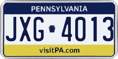 PA license plate JXG4013