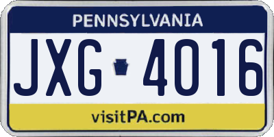 PA license plate JXG4016