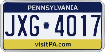 PA license plate JXG4017