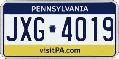 PA license plate JXG4019