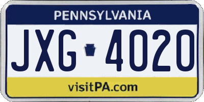PA license plate JXG4020