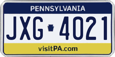 PA license plate JXG4021