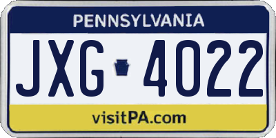PA license plate JXG4022