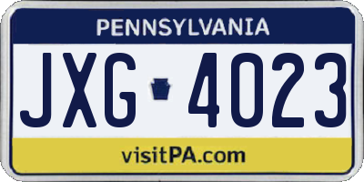 PA license plate JXG4023