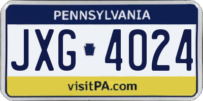 PA license plate JXG4024