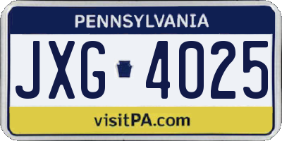 PA license plate JXG4025