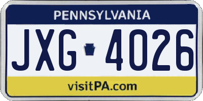 PA license plate JXG4026