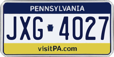 PA license plate JXG4027