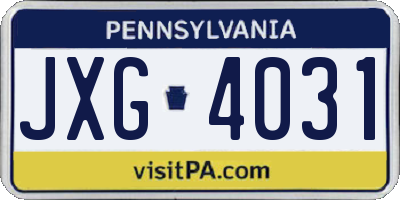 PA license plate JXG4031
