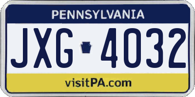 PA license plate JXG4032