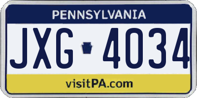 PA license plate JXG4034