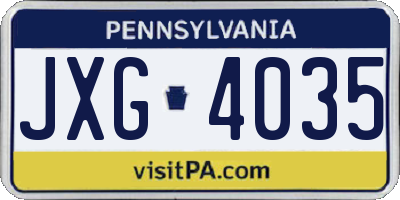 PA license plate JXG4035