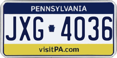 PA license plate JXG4036