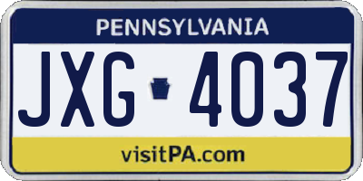PA license plate JXG4037