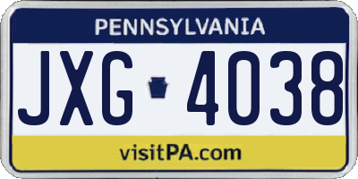 PA license plate JXG4038