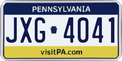 PA license plate JXG4041